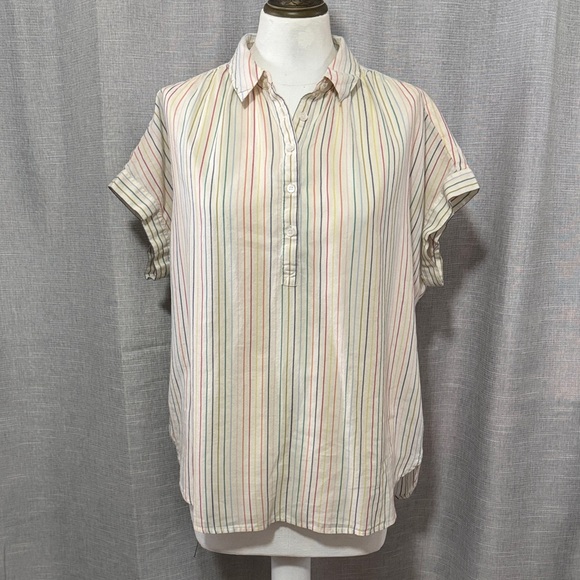 Madewell Tops - Madewell Central Stripe Popover Shirt-Sz M-Over Sized-Cotton-Multi Color-EUC